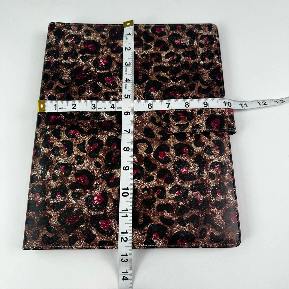Faux Leather Portfolio Binder Brown, Black, Maroon Animal Print Magnetic Closure